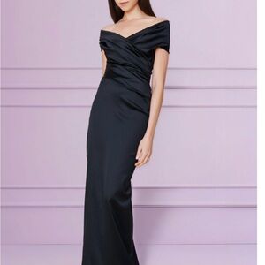 Talbot Runhof Black Off-Shoulder Evening Gown NWT